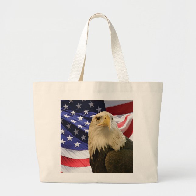 Bolso De Tela Gigante Águila y bandera de los Estados Unidos (Frente)