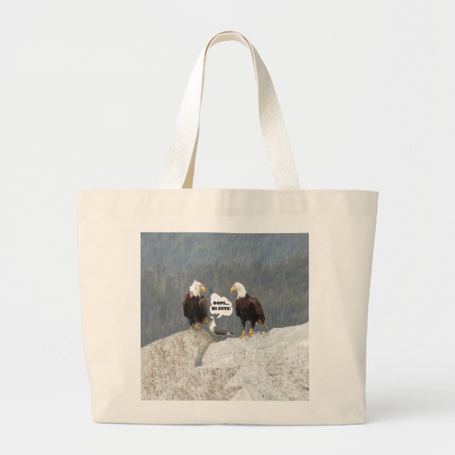Bolso De Tela Gigante Aguilas divertidas y gaviota (Frente)