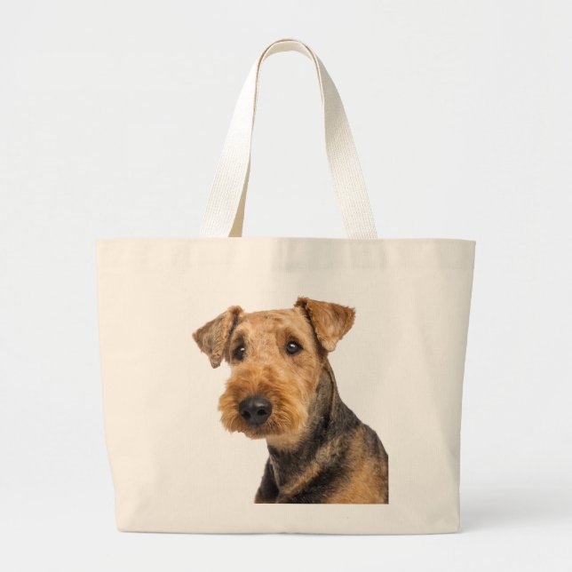 Bolso De Tela Gigante Airedale Terrier Brown y Black Puppy Perros Love (Frente)