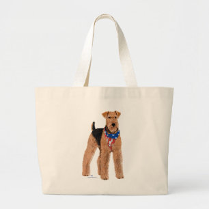 Bolso De Tela Gigante Airedale Terrier Patriótico