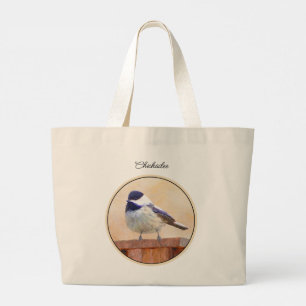 Bolso De Tela Gigante Ajedrez sobre pintura de aves original