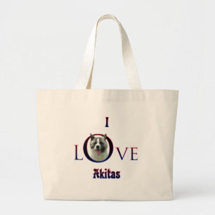 Bolso De Tela Gigante Akita I Love