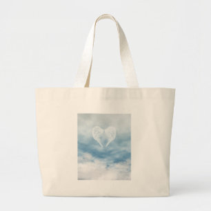 Bolso De Tela Gigante Alas Ángel en el cielo azul nublado