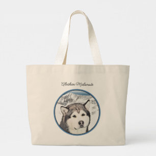 Bolso De Tela Gigante Alaskan Malamute Pintura de Mal Mally Sled Dog Art