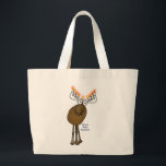 Bolso De Tela Gigante ¡Alces de Jánuca!<br><div class="desc">¡Este pequeño alce Menorah del dibujo animado le está deseando un Moosed Jánuca feliz!</div>