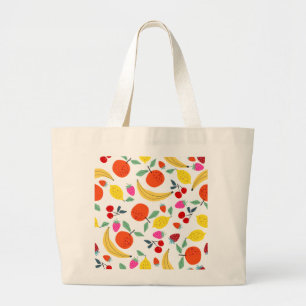 Bolso De Tela Gigante Alegre Estampado de Frutas Frescas