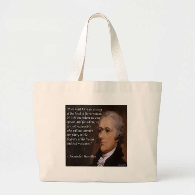 Bolso De Tela Gigante Alexander Hamilton y Enemy Leading Nation Quote (Frente)