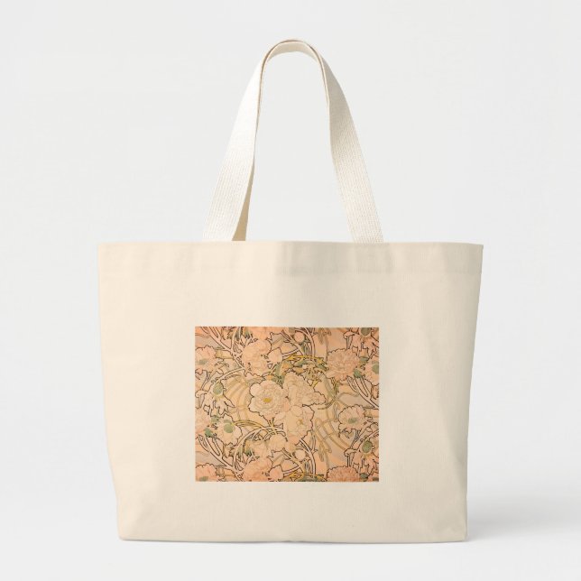 Bolso De Tela Gigante Alfonse Mucha Art Nouveau Peonies (Frente)