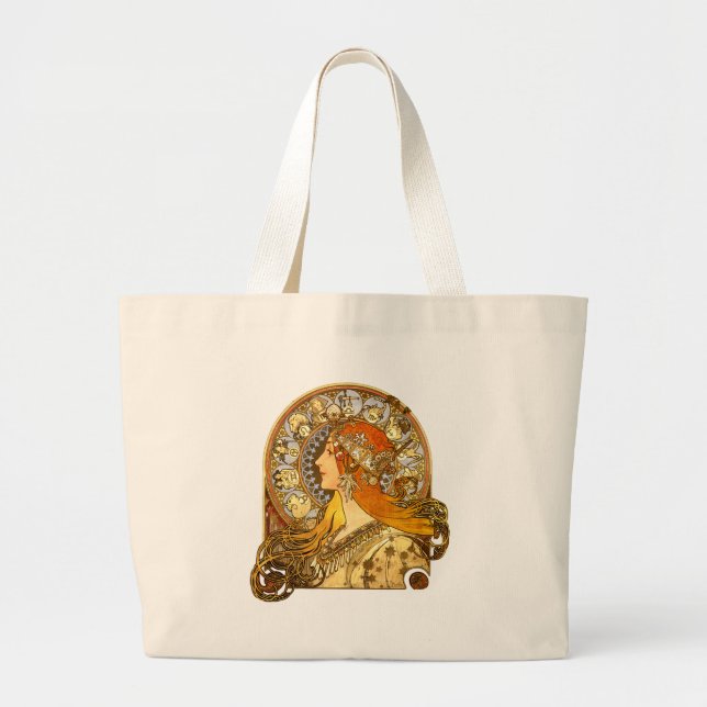 Bolso De Tela Gigante Alfonse Mucha Zodiac Art Nouveau Mujer (Frente)
