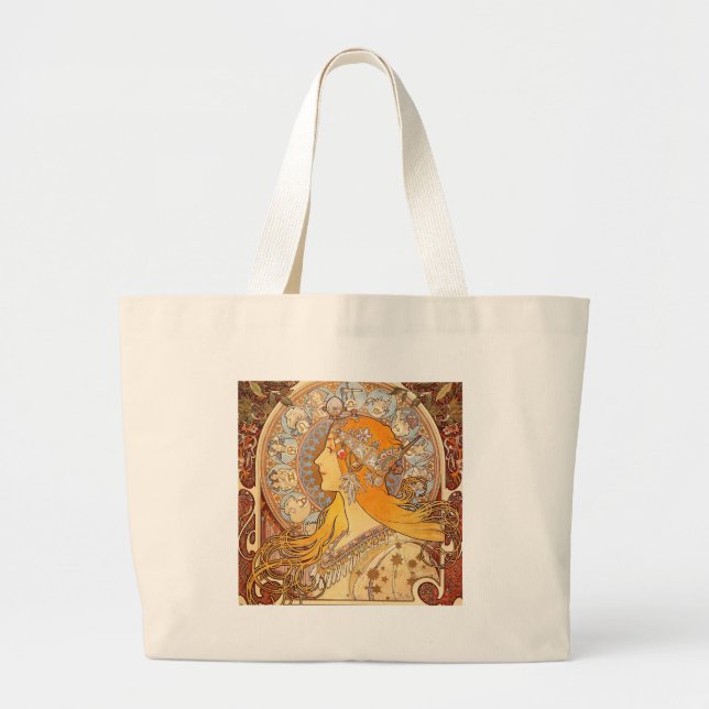 Bolso De Tela Gigante Alfonse Mucha Zodiac Art Nouveau Mujer (Frente)