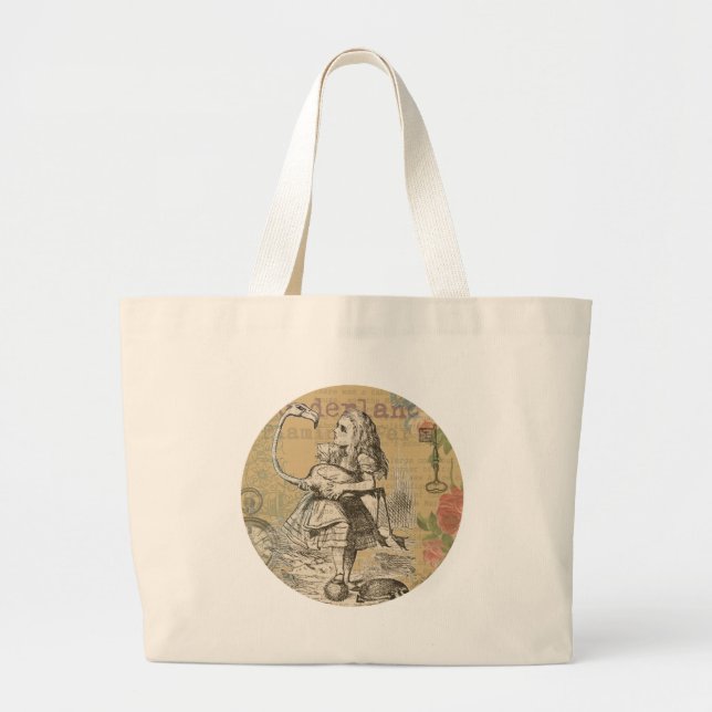 Bolso De Tela Gigante Alice in Wonderland Flamingo Classic (Frente)