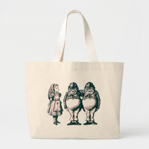 Bolso De Tela Gigante Alicia, Tweedle Dee y Tweedle Dum en tinte rosado