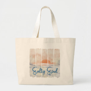 Bolso De Tela Gigante Alma Salada Atardecer Retro Acuarela Playa