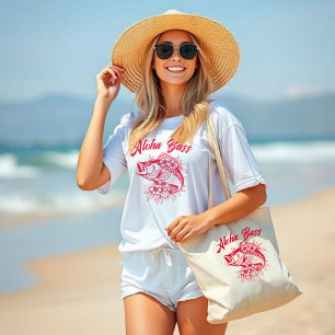 Bolso De Tela Gigante Aloha Bass-Hawaii Cherry Red