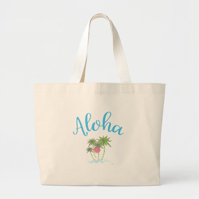 Bolso De Tela Gigante Aloha Bebe Estilo Hawaiano Verano (Frente)
