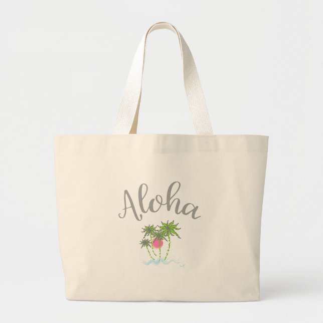 Bolso De Tela Gigante Aloha Bebe Estilo Hawaiano Verano (Frente)