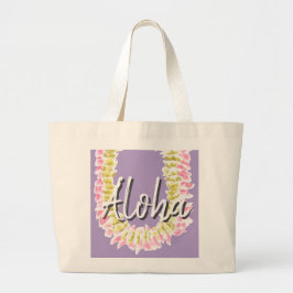 Bolso De Tela Gigante Aloha Lei hawaiano de plumeria floral elegante pas