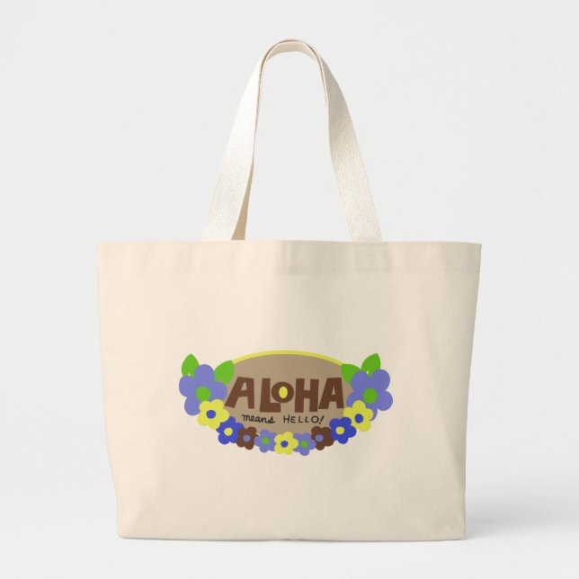Bolso De Tela Gigante Aloha significa Hola Floral hawaiana (Frente)