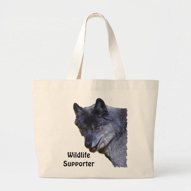 Bolso De Tela Gigante Aloof Gray Wolf Wildlife Supporter Tothags (Frente)