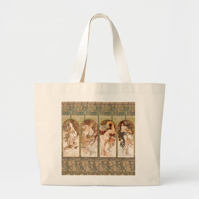 Bolso De Tela Gigante Alphonse Mucha The Seasons 1897 Art Nouveau (Frente)