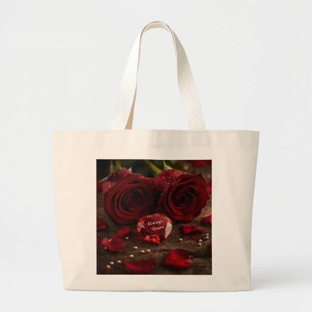 Bolso De Tela Gigante Always Yours Romantic Red Rose Valentine Canvas (Frente)