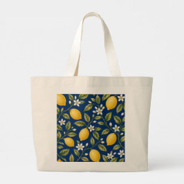 Bolso De Tela Gigante Amalfi Lemon Orchard Blue Botanical Pattern Tote B