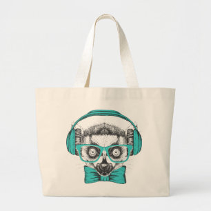 Bolso De Tela Gigante Amante de la música del Lemur el  