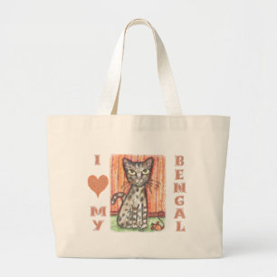 Bolso De Tela Gigante Amante del gato de Bengala