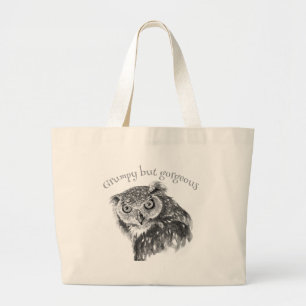 Bolso De Tela Gigante Amantes de Lechuza de Arte Minimalista Grump".