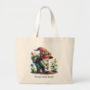 Bolso De Tela Gigante Amantes del jardín de gnomo lindo Grande