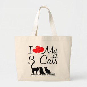 Bolso De Tela Gigante Amar mis TRES Gatos