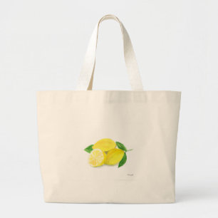 Bolso De Tela Gigante Amarillo de cítricos limón fruta acuarela Verano