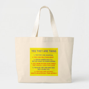 Bolso De Tela Gigante Amarillo idéntico de las preguntas de los gemelos