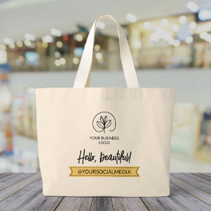 Bolso De Tela Gigante Amarillo Suave y Blanco Hello Beautiful Marketing