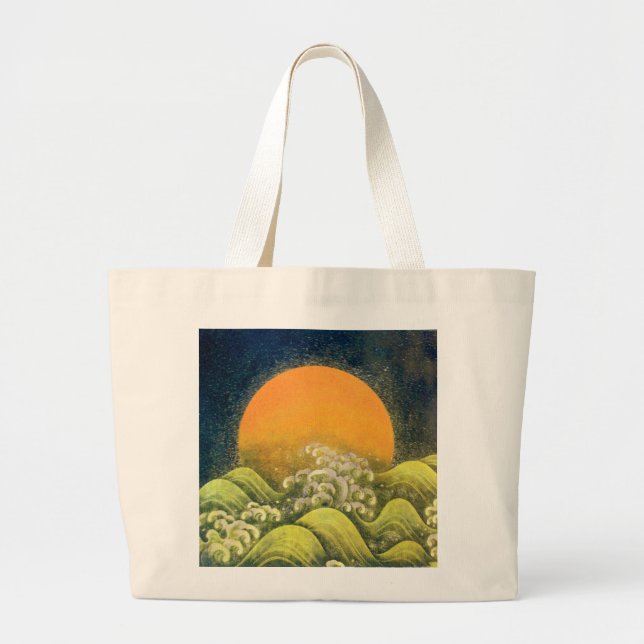 Bolso De Tela Gigante AMATERASU , SUN GODDESS , amarillo verde negro (Frente)