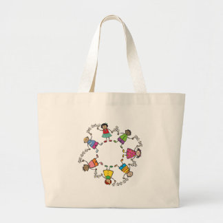 Bolso De Tela Gigante Amigos felices lindos de los niños del dibujo