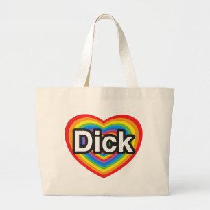 Bolso De Tela Gigante Amo a Dick. Te amo Dick. Corazón