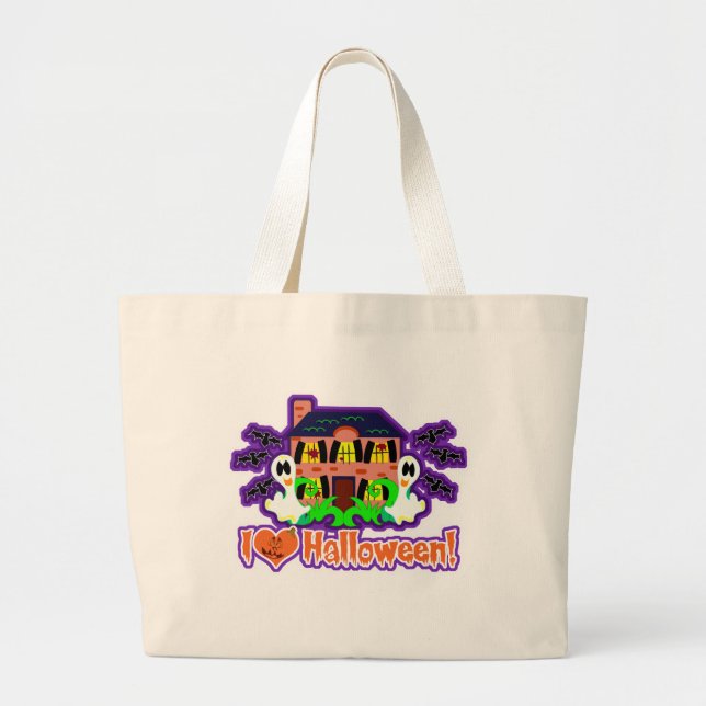 Bolso De Tela Gigante Amo a Halloween Funny Ghost Personalizado (Frente)