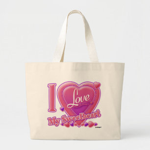 Bolso De Tela Gigante Amo a mi amor rosa/púrpura - corazón