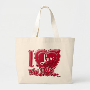 Bolso De Tela Gigante Amo a mi bebé rojo - corazón