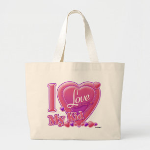 Bolso De Tela Gigante Amo a mi hijo rosa/púrpura - corazón