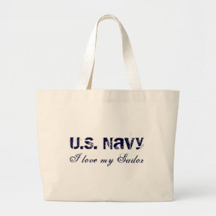 Bolso De Tela Gigante Amo a mi marinero, marina americana