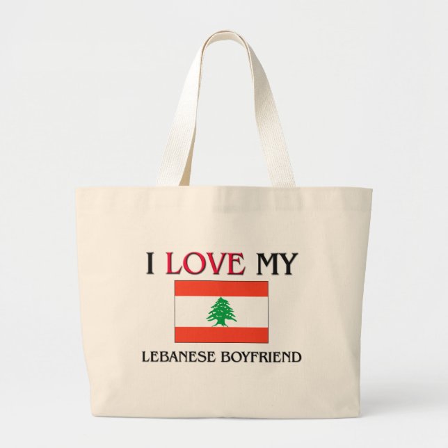 Bolso De Tela Gigante Amo a mi novio libanés (Frente)