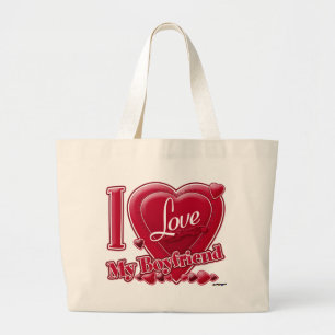 Bolso De Tela Gigante Amo a mi novio rojo - corazón