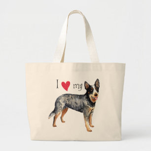 Bolso De Tela Gigante Amo a mi perro de ganado australiano