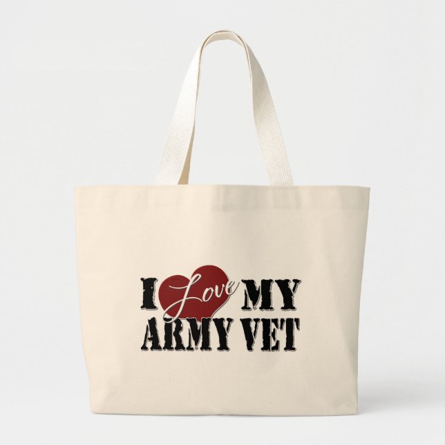 Bolso De Tela Gigante Amo a mi veterinario del ejército (Frente)