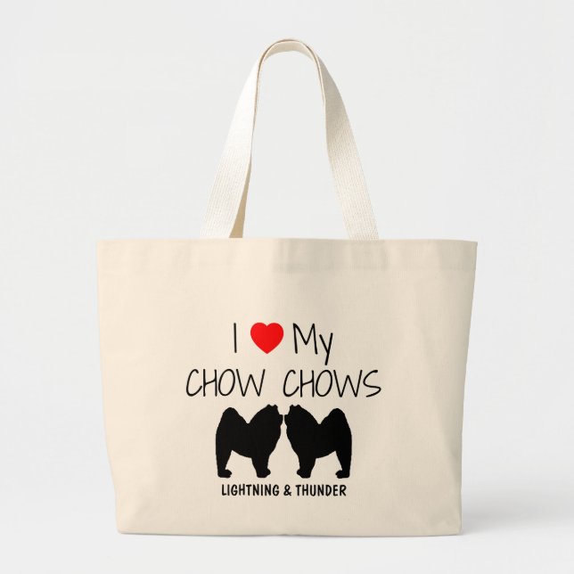Bolso De Tela Gigante Amo A Mis Dos Perros Chow (Frente)