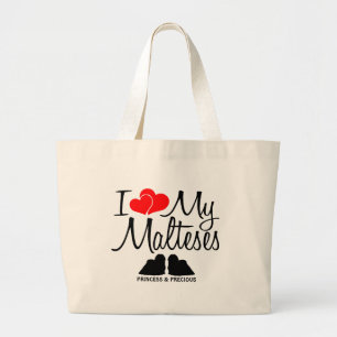 Bolso De Tela Gigante Amo A Mis Dos Perros Malteses