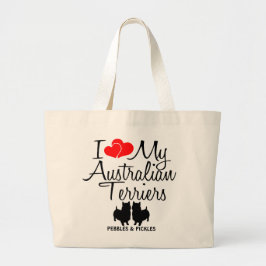Bolso De Tela Gigante Amo A Mis Dos Perros Territoriales Australianos