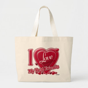 Bolso De Tela Gigante Amo a mis mejores amigos rojos - corazón